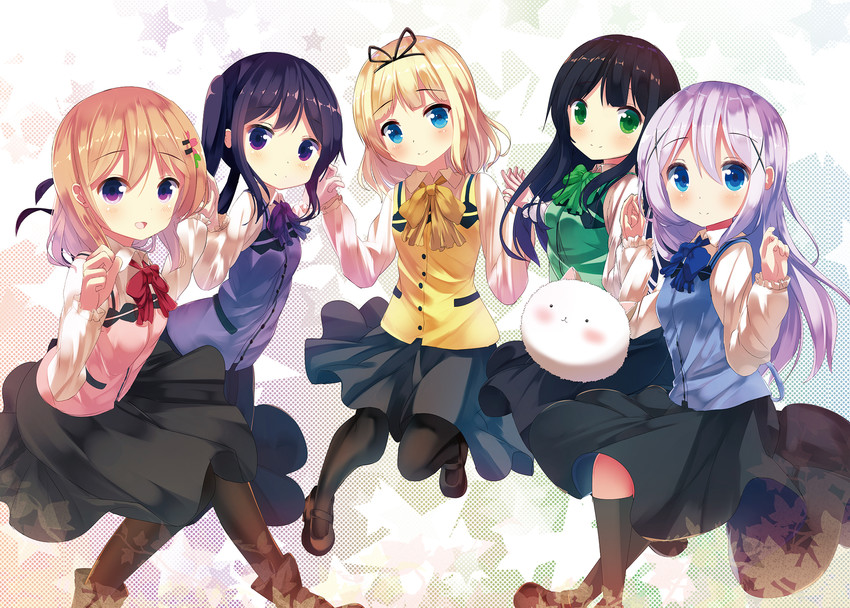 kafuu chino, hoto cocoa, kirima syaro, tippy, tedeza rize, and 1 more (gochuumon wa usagi desu ka?) drawn by chinomaron