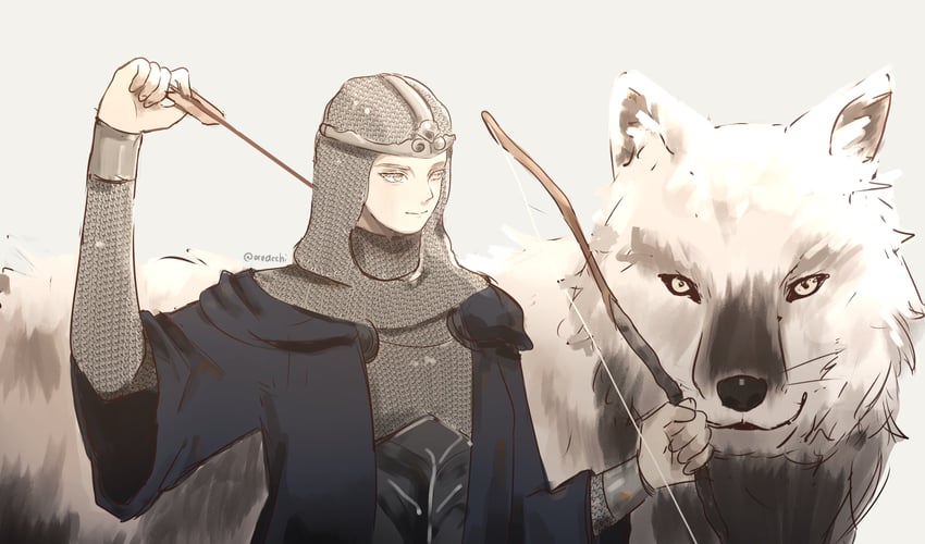 latenna the albinauric and lobo (elden ring) drawn by oredcchi