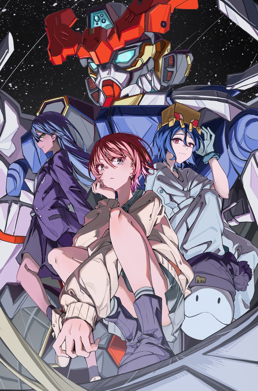 amate yuzuriha, haro, shuji ito, nyaan, conch, and 1 more (gundam and 1 more) drawn by yuko_(user_uuju2584)