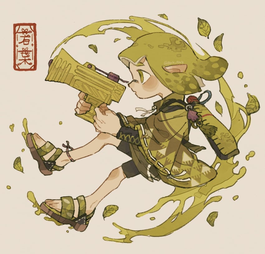 inkling player character and inkling girl (splatoon) drawn by p0m4_p0m4