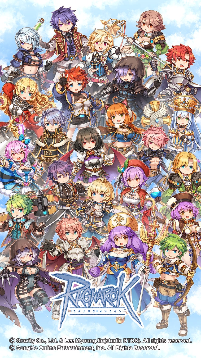 cardinal, shadow cross, arch mage, wind hawk, elemental master, and 8 more (ragnarok online) drawn by shigatake