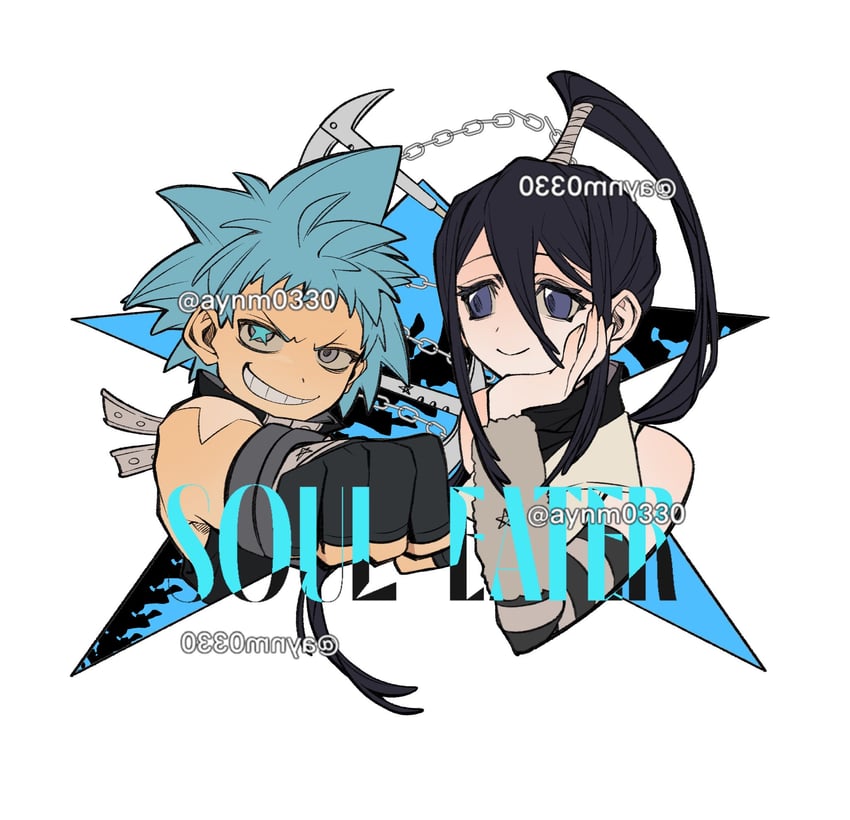 nakatsukasa tsubaki and black star (soul eater) drawn by aynm010330