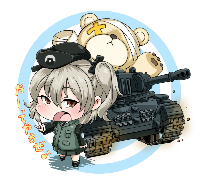 shimada arisu and boko (girls und panzer) drawn by yunaka_(259808)