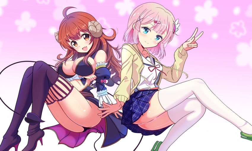 yoshida yuuko and chiyoda momo (machikado mazoku) drawn by kumaisao