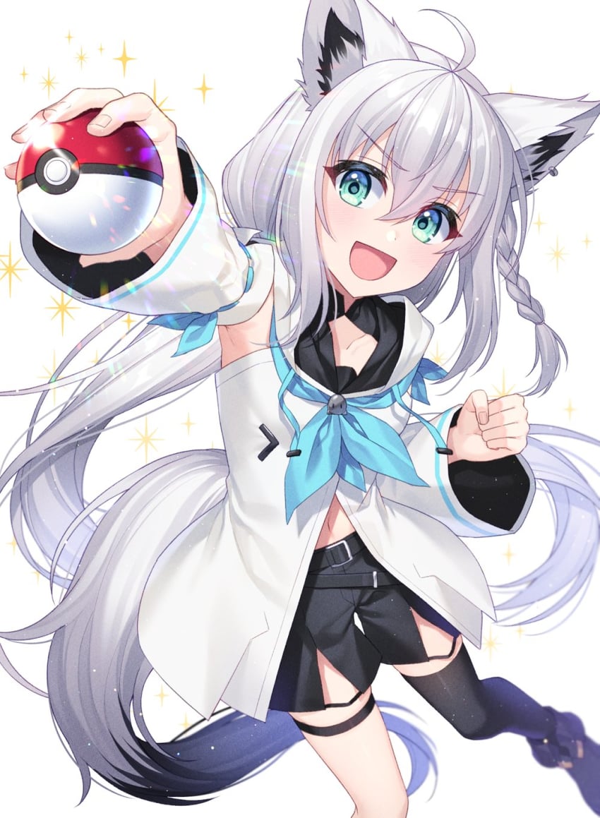 shirakami fubuki (pokemon and 1 more) drawn by jenevan