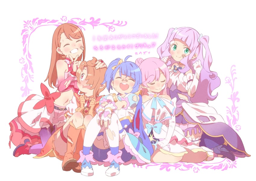 sora harewataru, nijigaoka mashiro, cure sky, hijiri ageha, cure prism, and 5 more (precure and 1 more) drawn by yuuzii