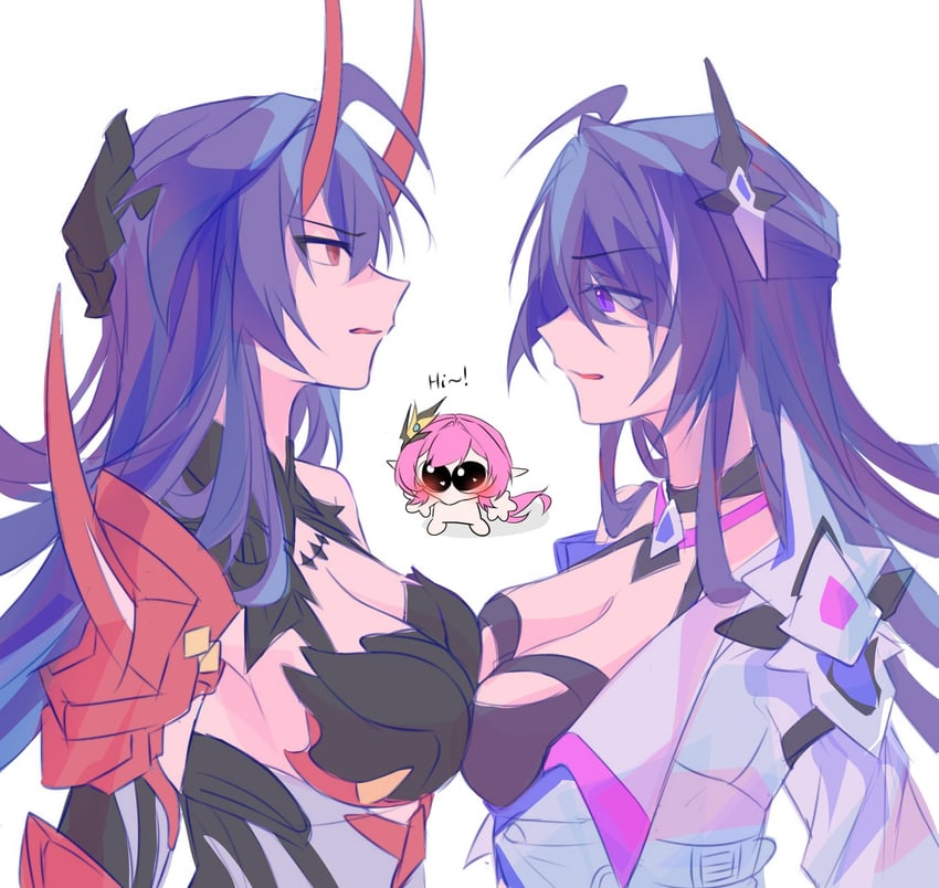 elysia, acheron, and raiden mei (honkai and 2 more) drawn by lu_cas83