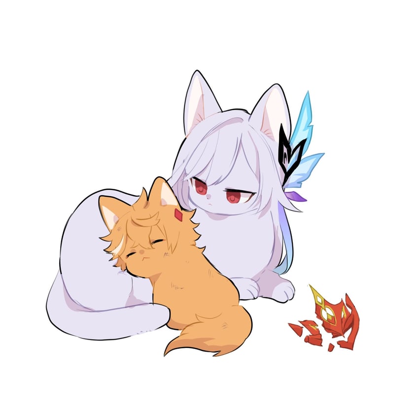 tartaglia and skirk (genshin impact) drawn by nasuka_gee