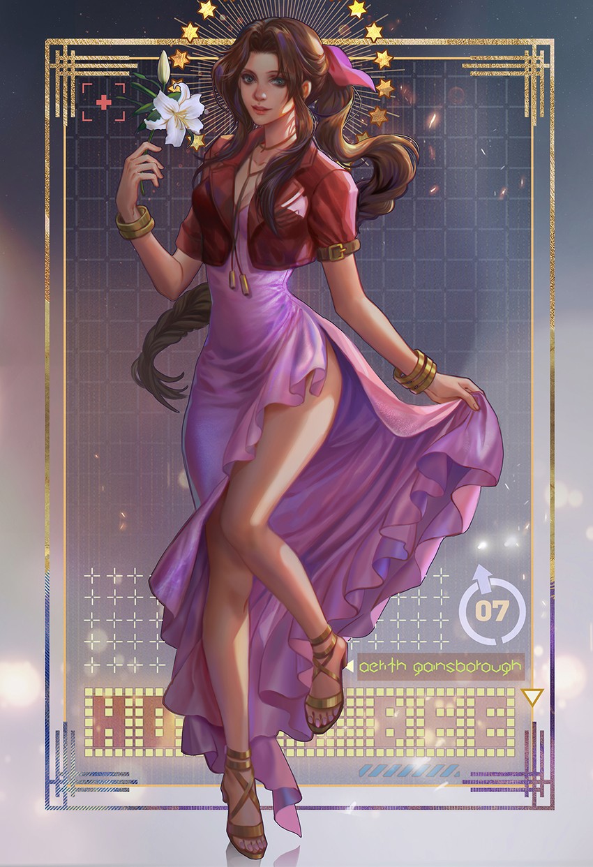 aerith gainsborough (final fantasy and 2 more) drawn by fan_yang_(jiuge)