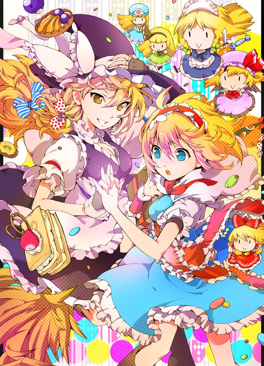 hakurei reimu, kirisame marisa, remilia scarlet, izayoi sakuya, konpaku youmu, and 2 more (touhou) drawn by ichizen_(o_tori)