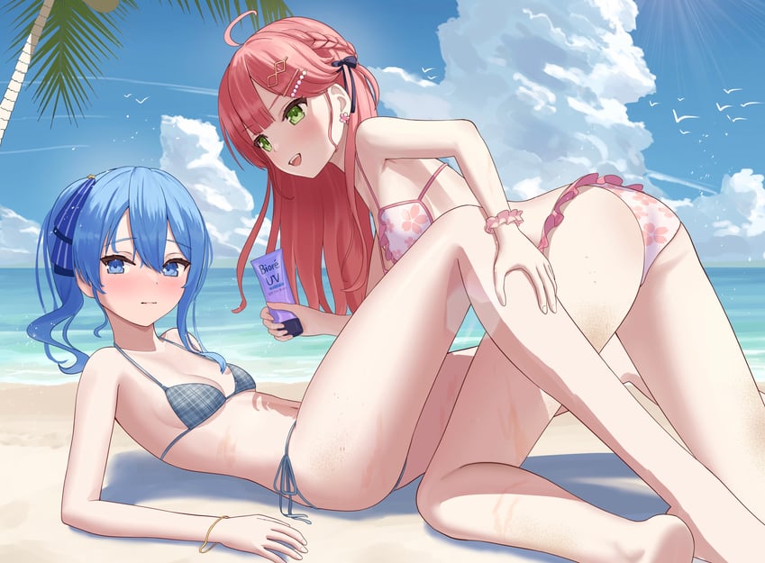 hoshimachi suisei and sakura miko (hololive and 1 more) drawn by asakura_(asa_t77)