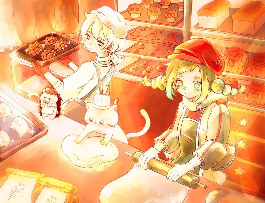 nira-chan, uniguri, and gray-kun (zutto mayonaka de ii no ni and 1 more) drawn by nyamu_nyamu_(artist)