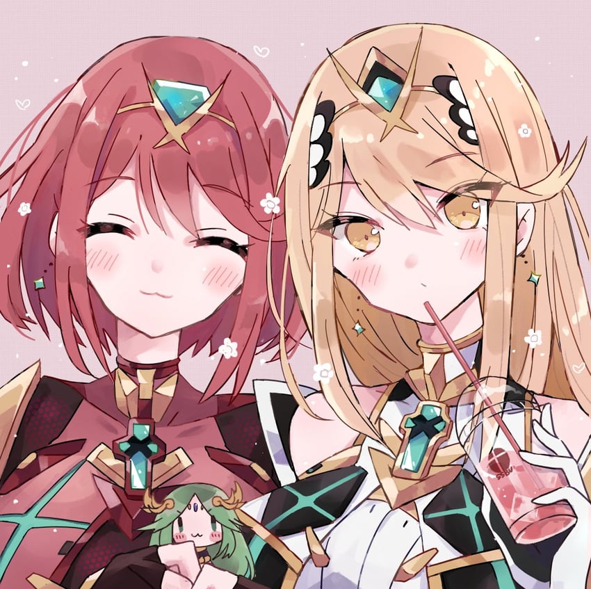 pyra, palutena, and mythra (xenoblade chronicles and 3 more) drawn by ayametoru
