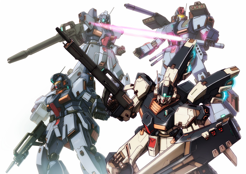 jegan, jesta, nu gundam mp type, and zz gundam mp type (original and 5 more) drawn by banchengping@126
