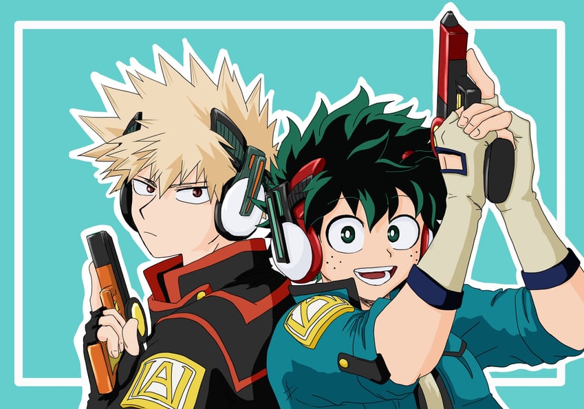 midoriya izuku and bakugou katsuki (boku no hero academia) drawn by no_control