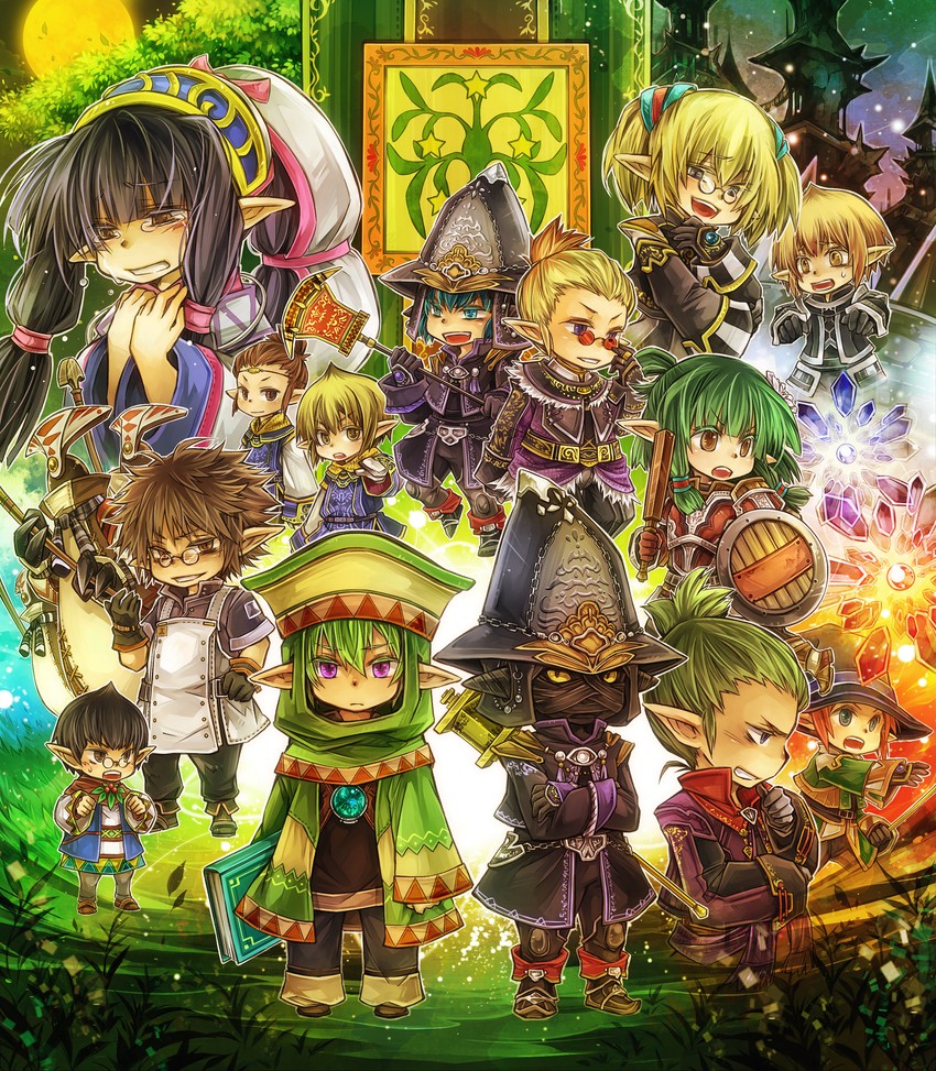 shantotto, karaha-baruha, zonpa-zippa, ajido-marujido, robel-akbel, and 1 more (final fantasy and 1 more) drawn by fujiwara_akina