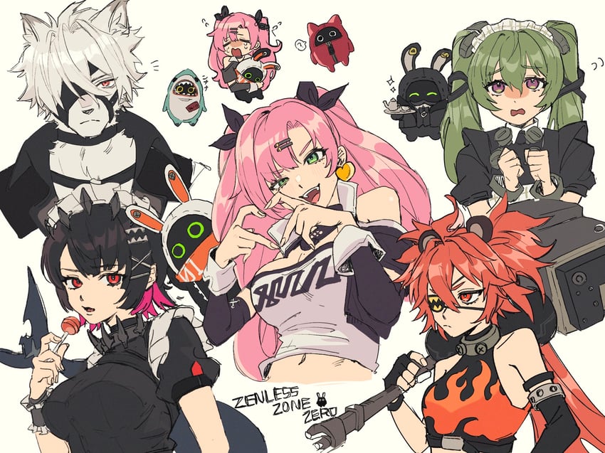 ellen joe, nicole demara, eous, von lycaon, corin wickes, and 4 more (zenless zone zero) drawn by okrakun