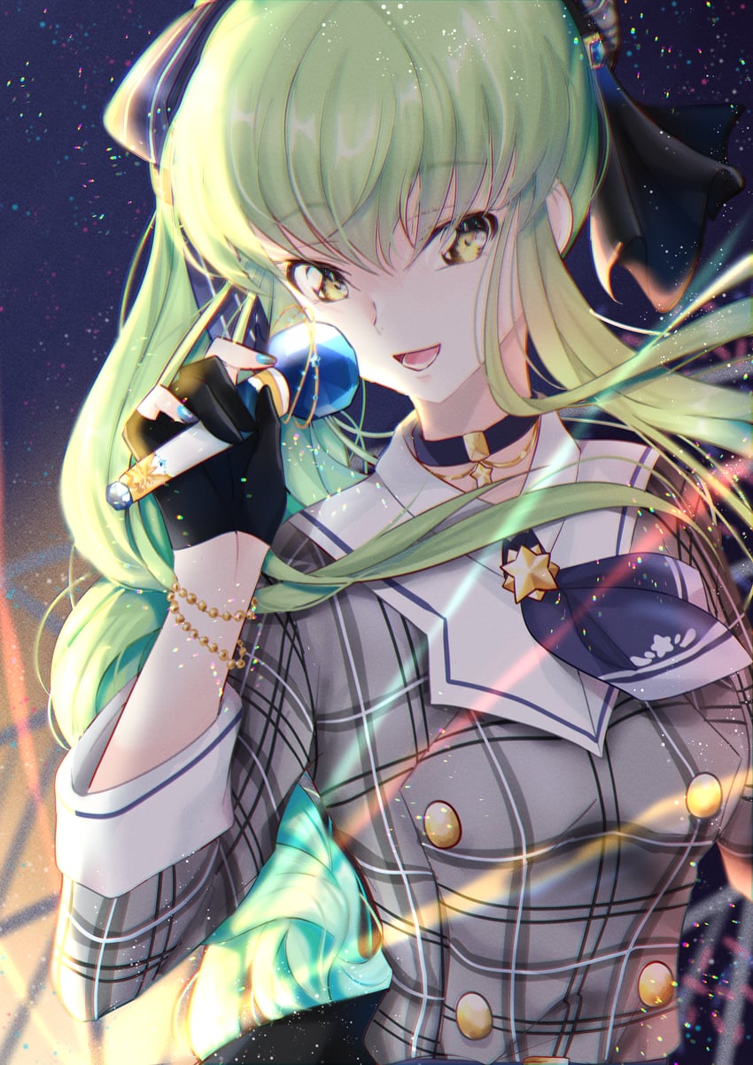 hoshimachi suisei and c.c. (hololive and 1 more) drawn by budgiepon