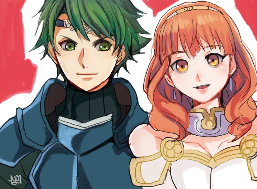 celica and alm (fire emblem and 2 more) drawn by rem_(eyes_410)