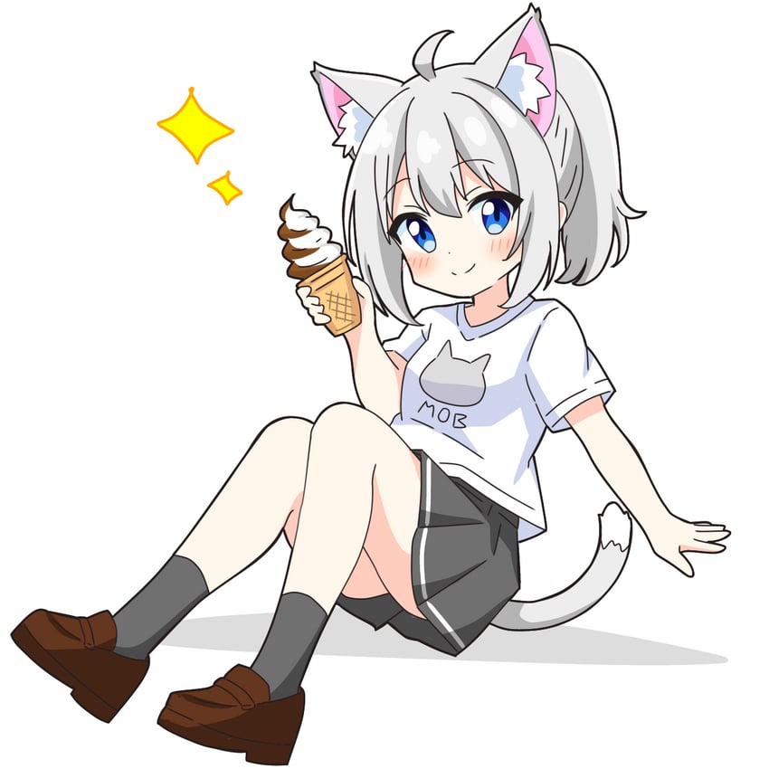 grey-haired cat girl (original) drawn by kotatsu-mazoku
