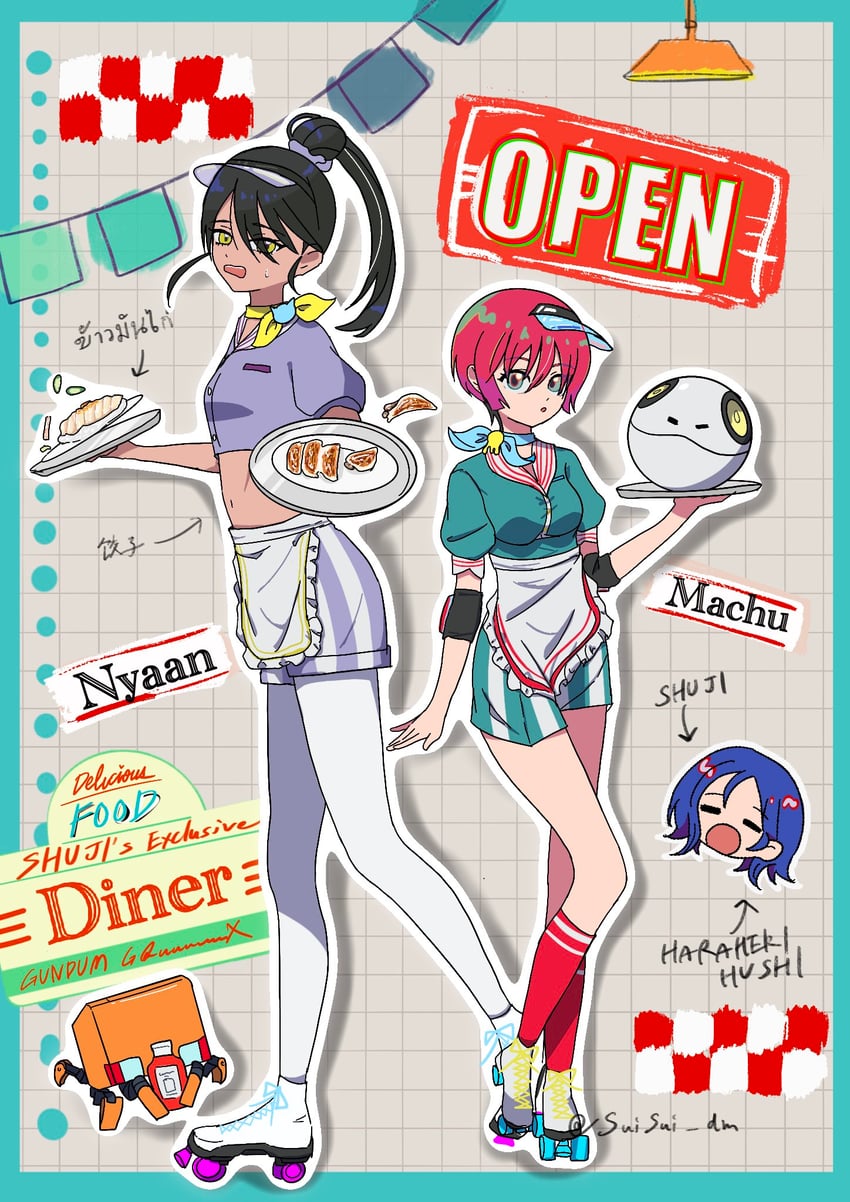 amate yuzuriha, haro, shuji ito, nyaan, and conch (gundam and 1 more) drawn by hasu_175