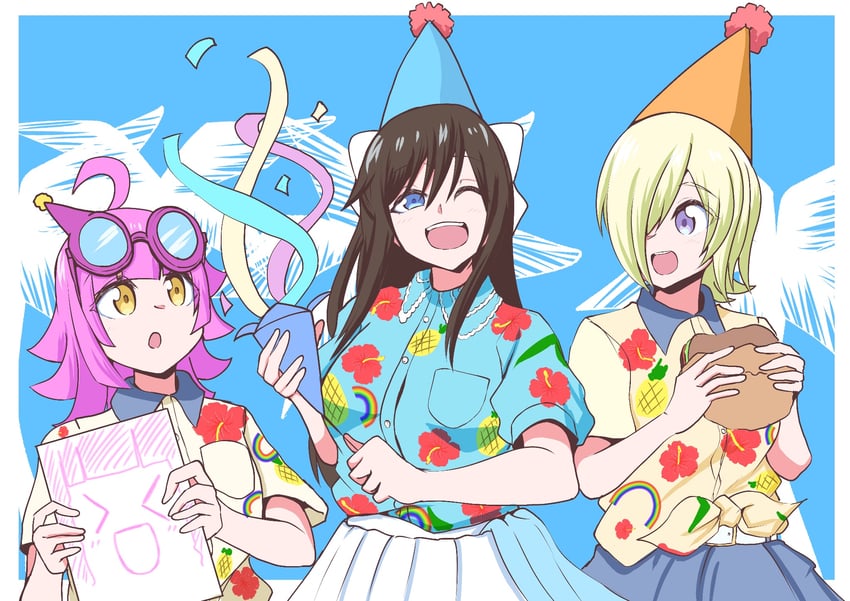 osaka shizuku, tennoji rina, and mia taylor (love live! and 1 more) drawn by idera_haru