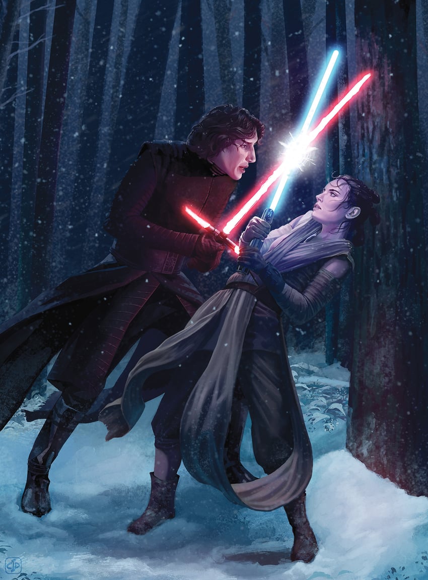 rey and kylo ren (star wars and 1 more) drawn by candice_dailey