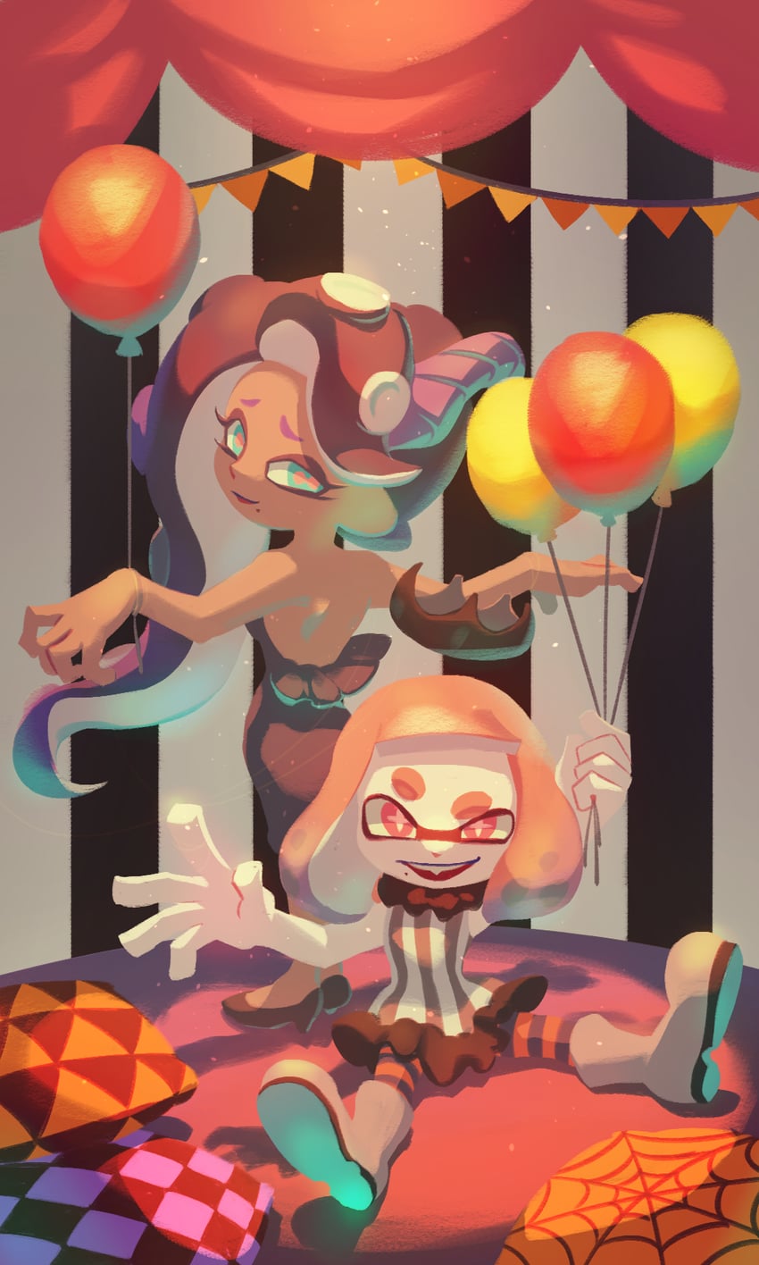 marina and pearl (splatoon and 1 more) drawn by ukata