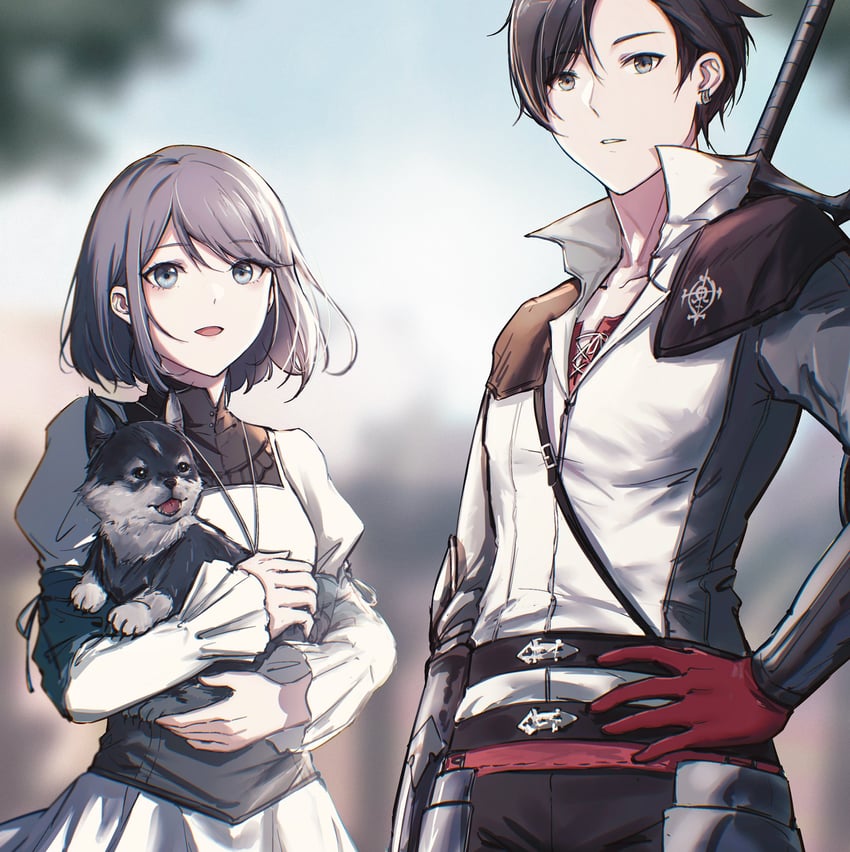 clive rosfield, jill warrick, and torgal (final fantasy and 1 more) drawn by ikooto111