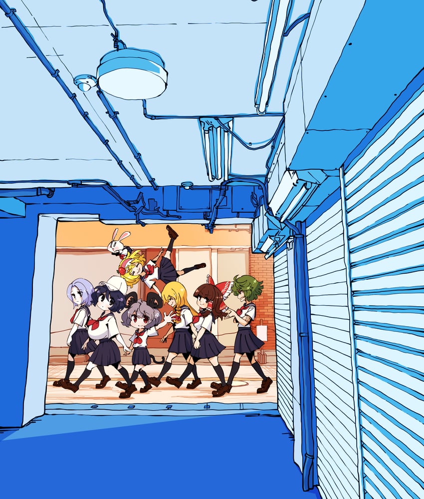 hakurei reimu, kirisame marisa, alice margatroid, kazami yuuka, nazrin, and 9 more (touhou and 1 more) drawn by gram_9