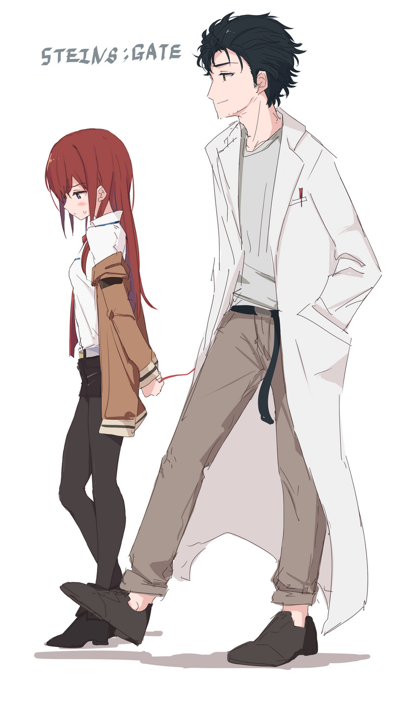 makise kurisu and okabe rintarou (steins;gate) drawn by kahlua_(artist)