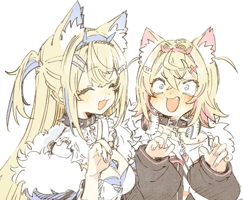 fuwawa abyssgard and mococo abyssgard (hololive and 1 more) drawn by abara_heiki