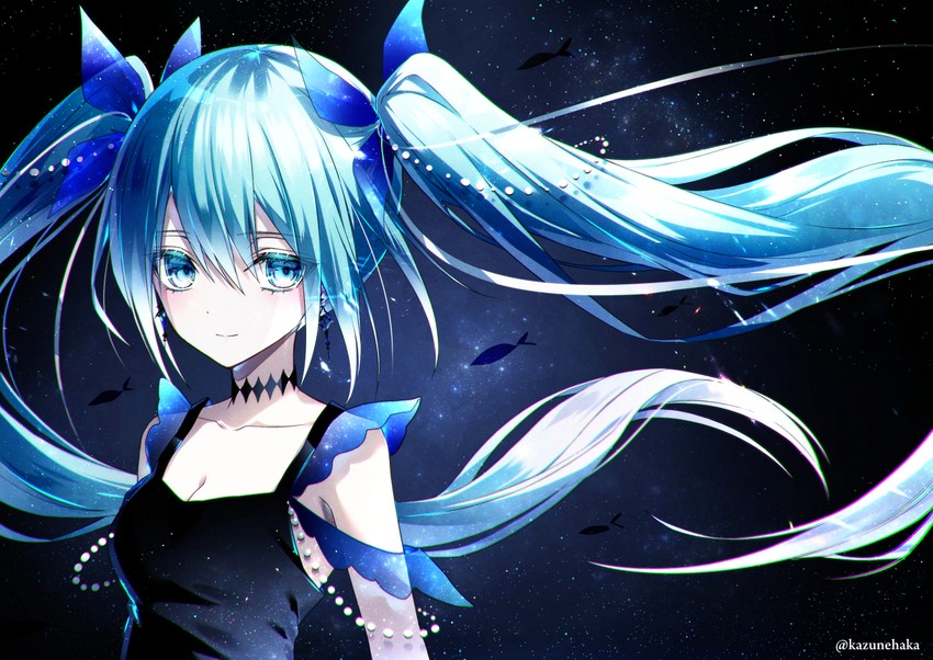hatsune miku (vocaloid and 1 more) drawn by kazunehaka