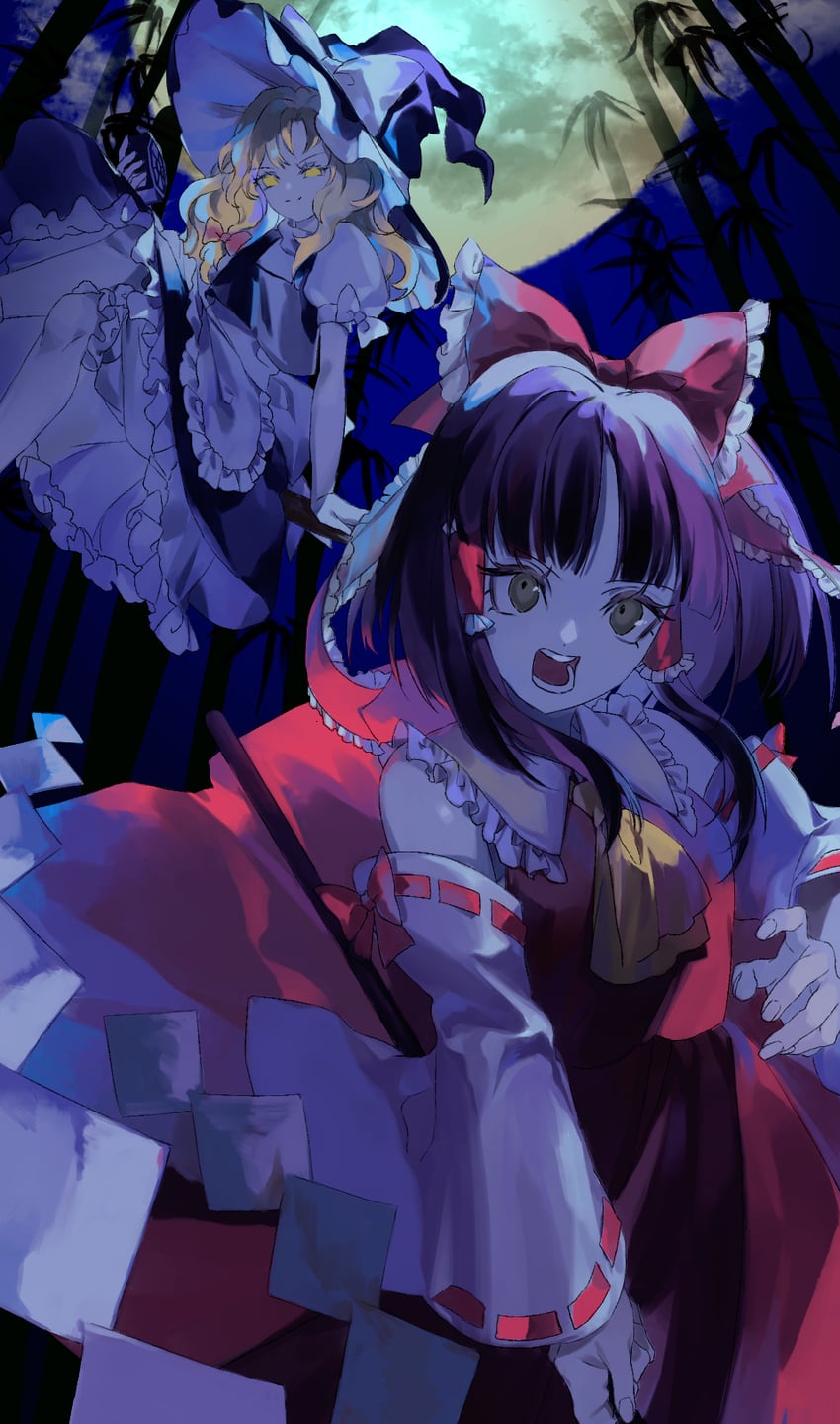 hakurei reimu and kirisame marisa (touhou and 1 more) drawn by ama_asagi