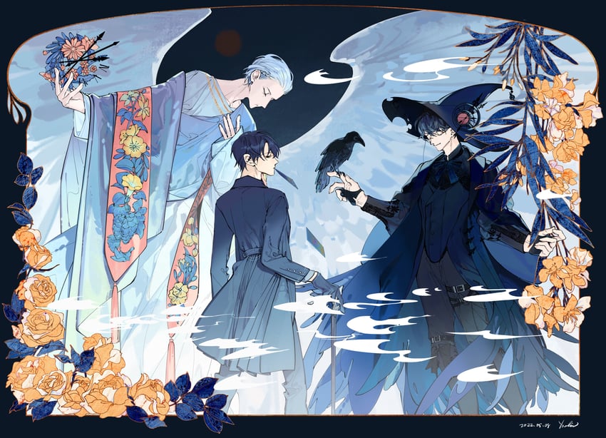 klein moretti, amon, and pallez zoroast (lord of the mysteries) drawn by yoolinwf