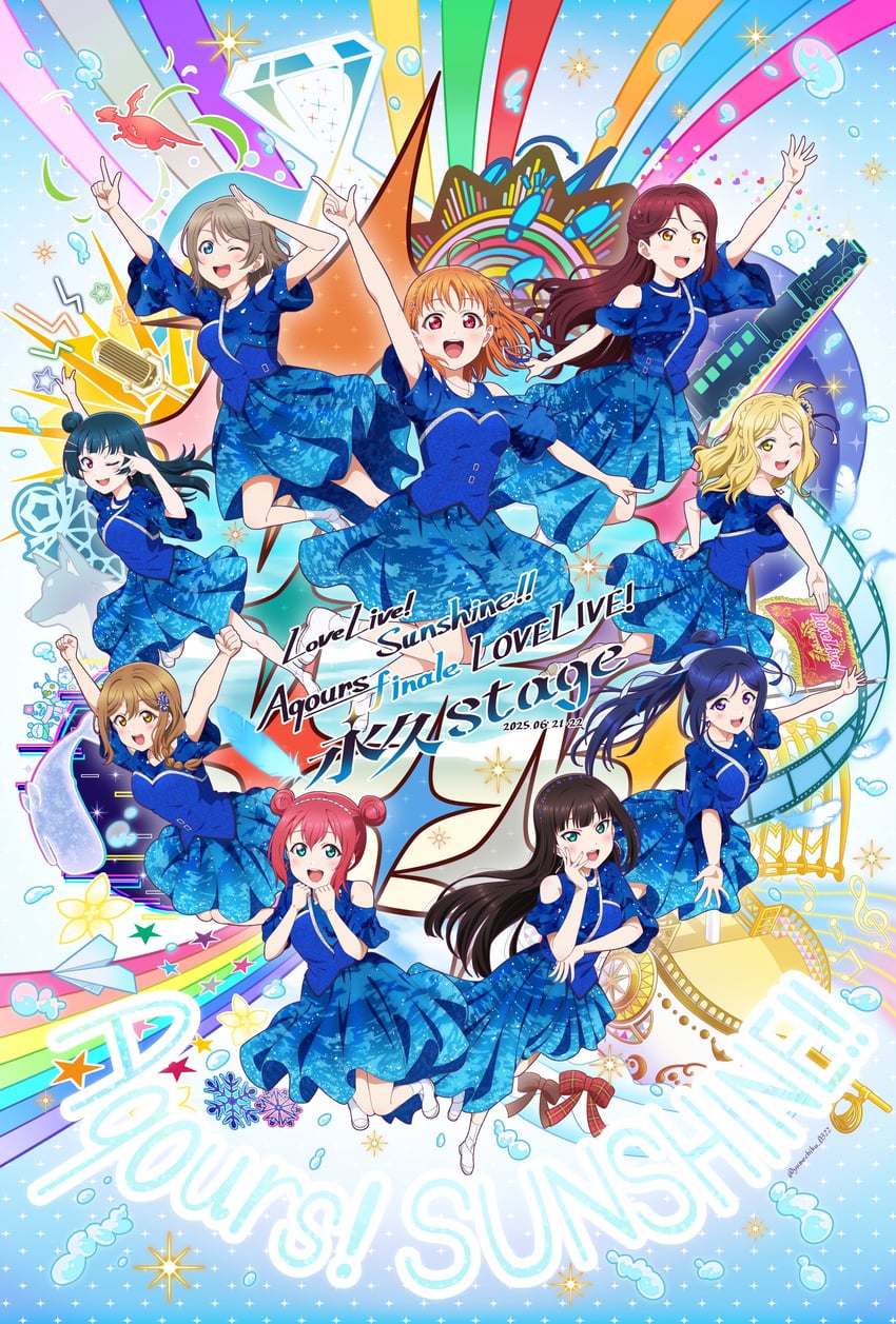 watanabe you, tsushima yoshiko, sakurauchi riko, takami chika, matsuura kanan, and 4 more (love live! and 1 more) drawn by yumechiku