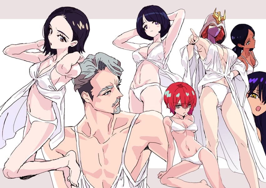 amate yuzuriha, nyaan, challia bull, lalah sune, shiiko sugai, and 2 more (gundam and 1 more) drawn by nobita_(makoto7060355)