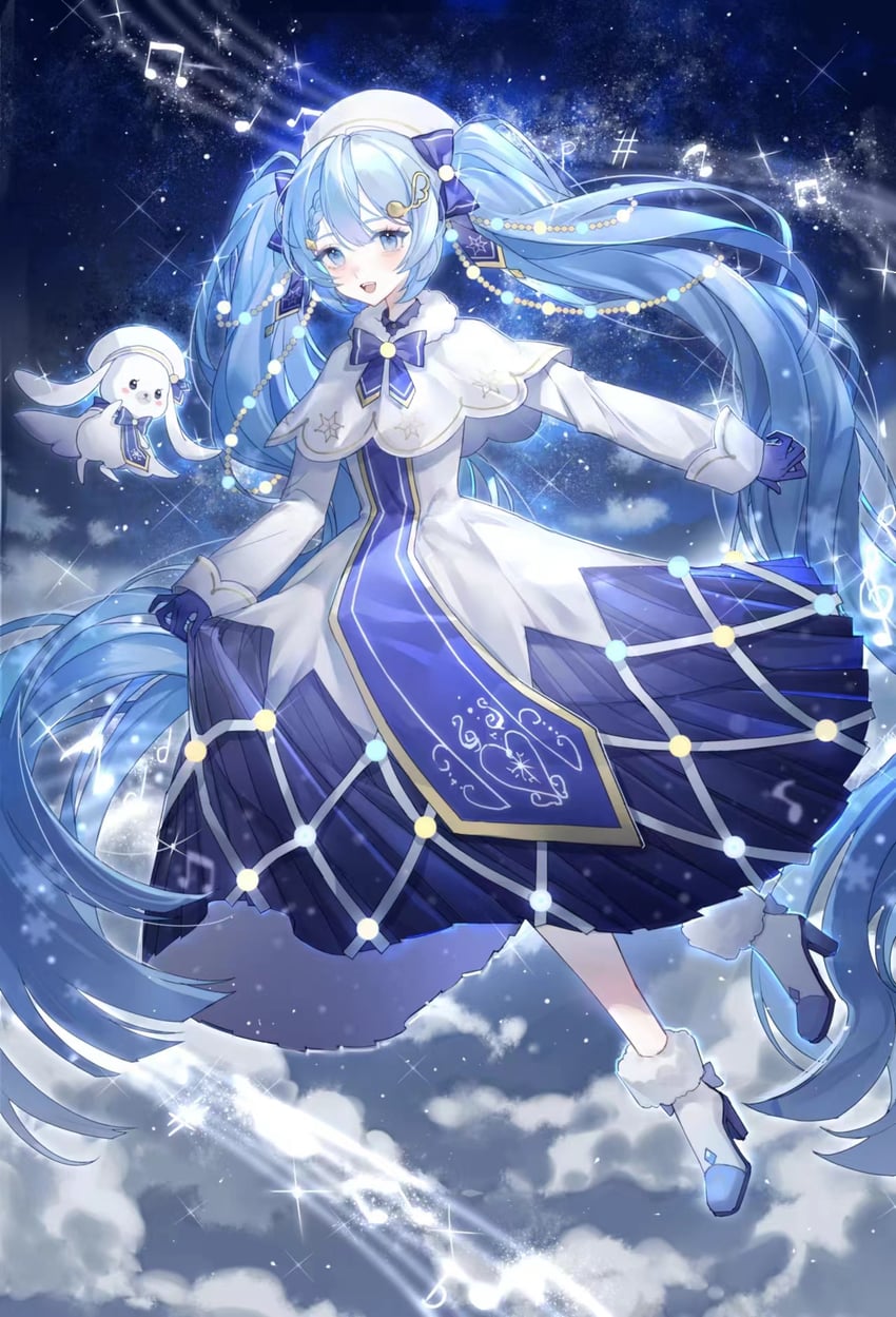 hatsune miku, yuki miku, and rabbit yukine (vocaloid) drawn by youmen