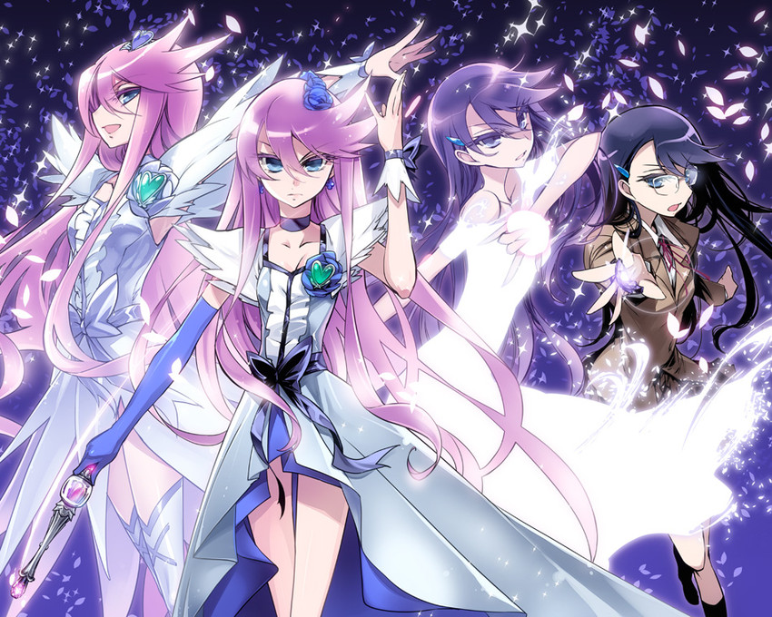 tsukikage yuri and cure moonlight (precure and 1 more) drawn by ishida_akira