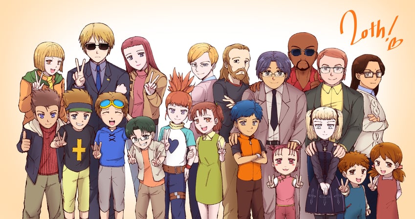 makino ruki, matsuda takato, lee jianliang, katou juri, ai, and 15 more (digimon and 1 more) drawn by rariu