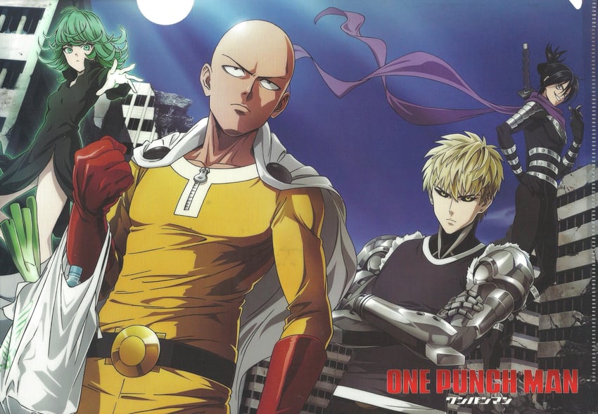 tatsumaki, saitama, genos, and onsoku no sonic (one-punch man)