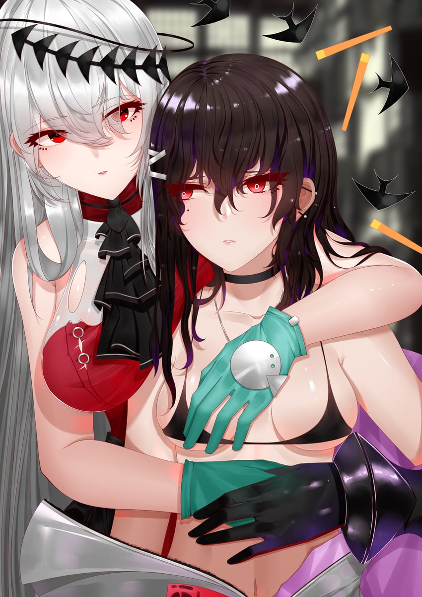 skadi, skadi the corrupting heart, and hatsuchiri (arknights and 2 more) drawn by yinqianren
