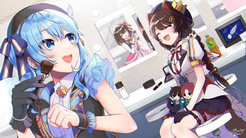 hoshimachi suisei, inui toko, sakuma ritsu, isara mao, and azki (hololive and 2 more) drawn by shinomiya_shino_(sinosino141)