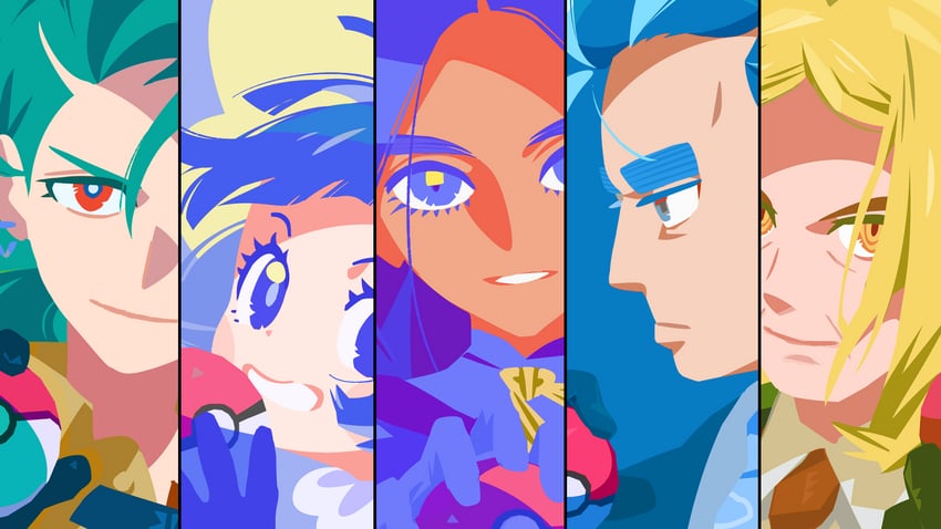 rika, geeta, poppy, larry, and hassel (pokemon and 1 more) drawn by logi_bunbukucha