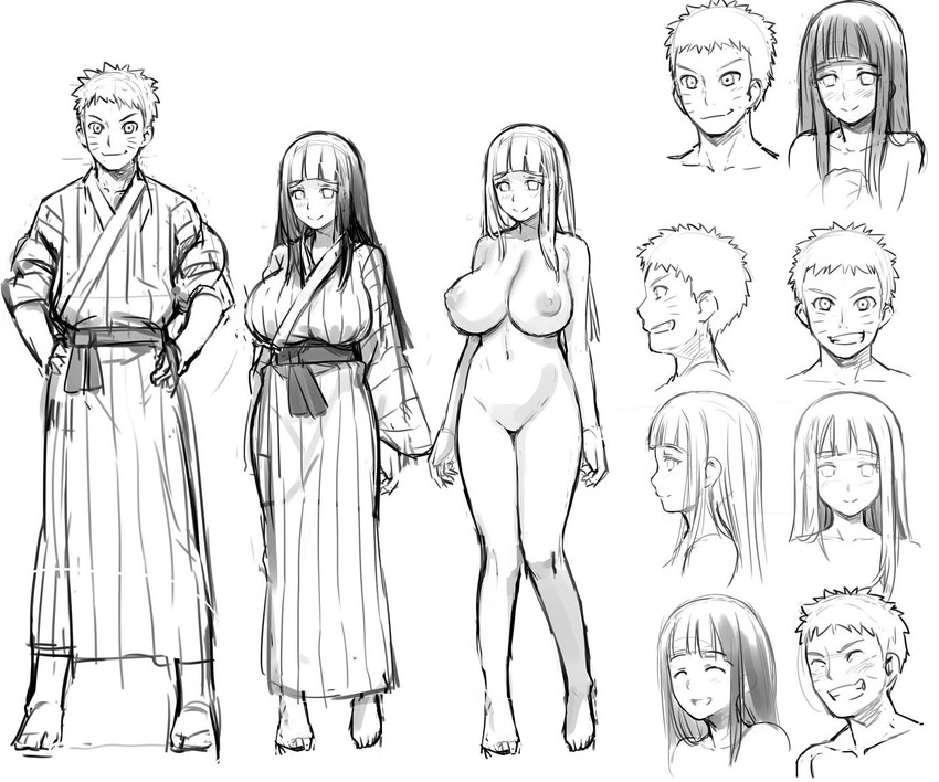 uzumaki naruto and hyuuga hinata (naruto) drawn by 774_(nanashi)