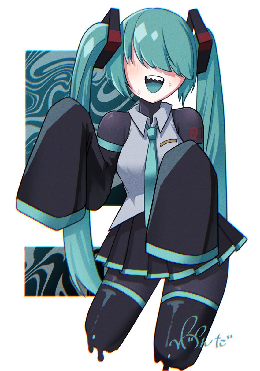 hatsune miku and mekakure miku (vocaloid) drawn by wonder_(natade_nico2525)
