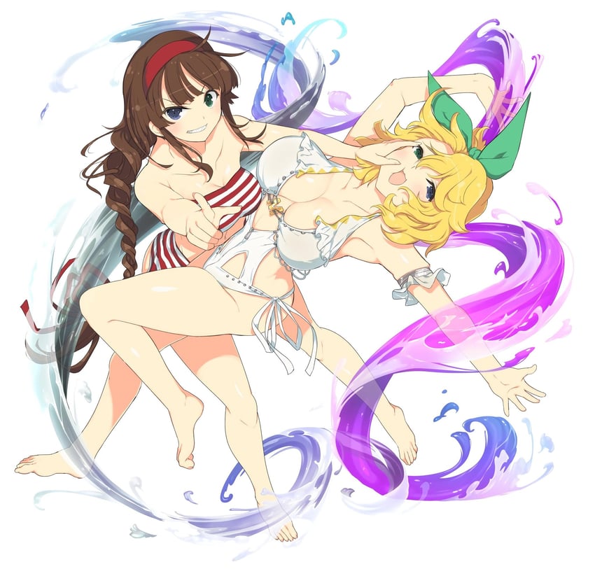 ryouna and ryoubi (senran kagura and 2 more) drawn by yaegashi_nan
