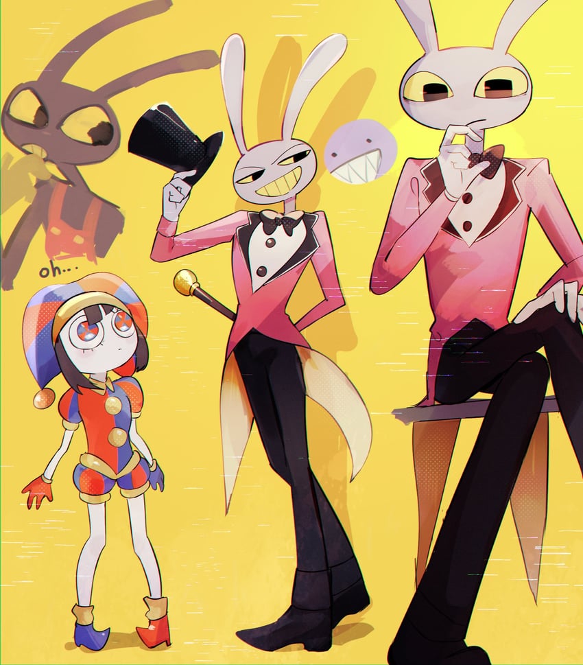 pomni, jax, caine, and bubble (the amazing digital circus) drawn by hami_(678717)