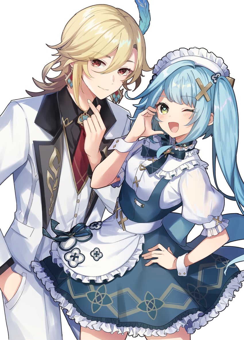 kaveh and faruzan (genshin impact and 1 more) drawn by shirase_(shirose)