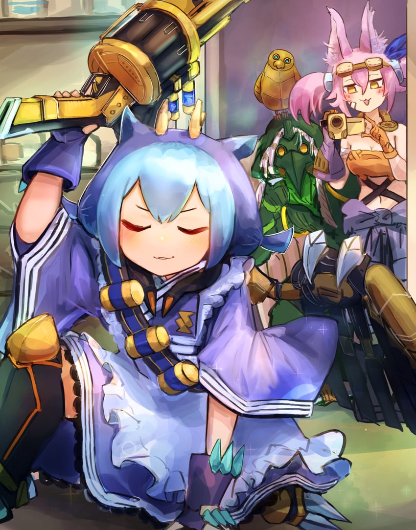 laundry dragonmaid, kitt, tri-brigade kitt, tri-brigade shuraig the ominous omen, tri-brigade mercourier, and 1 more (yu-gi-oh!) drawn by hatano_kiyoshi